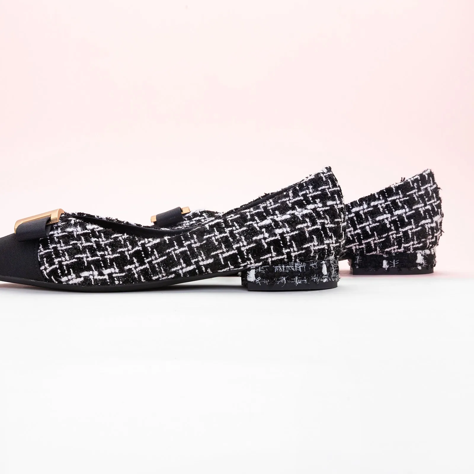 Metal Tie Tweed Flats (Aida)SALE
