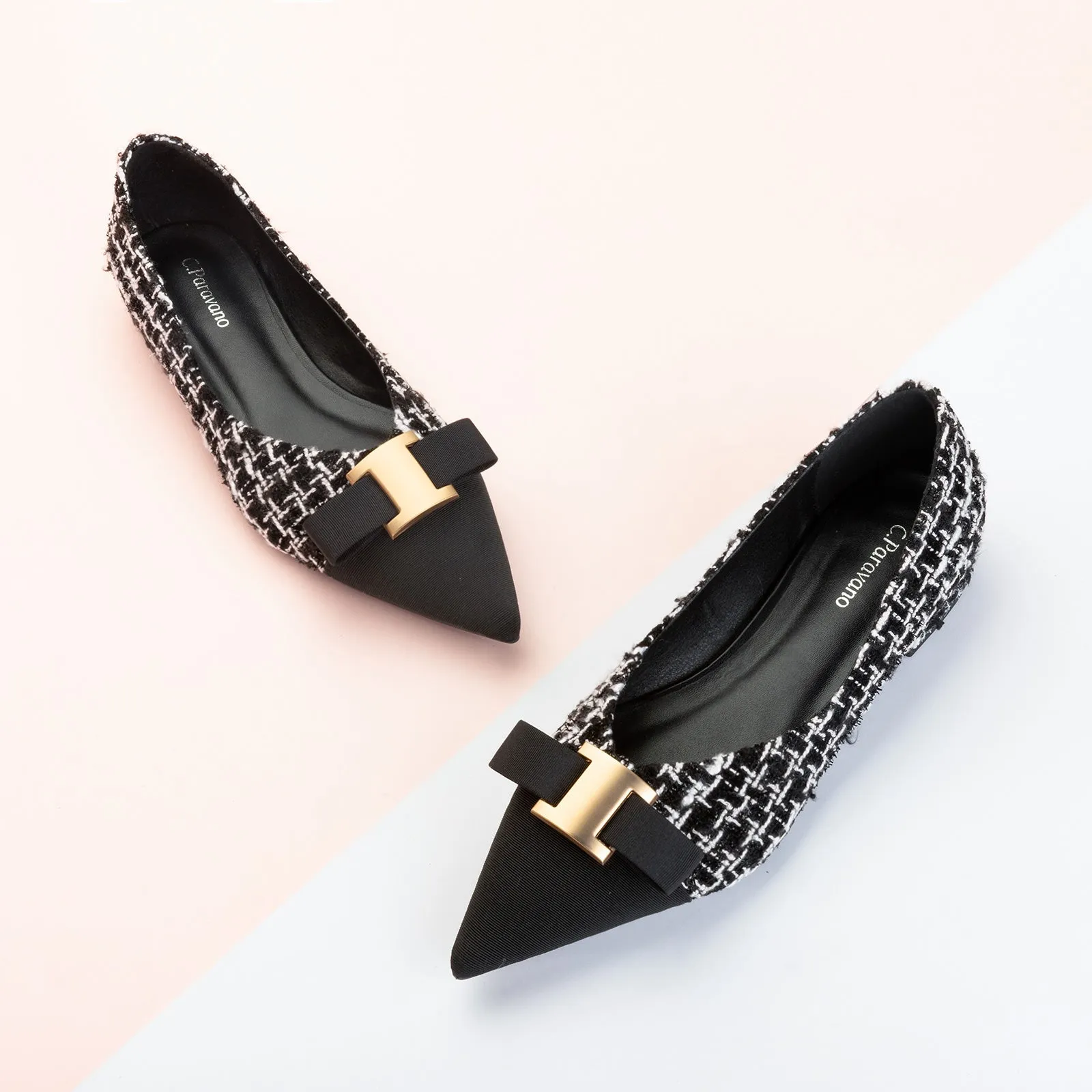 Metal Tie Tweed Flats (Aida)SALE
