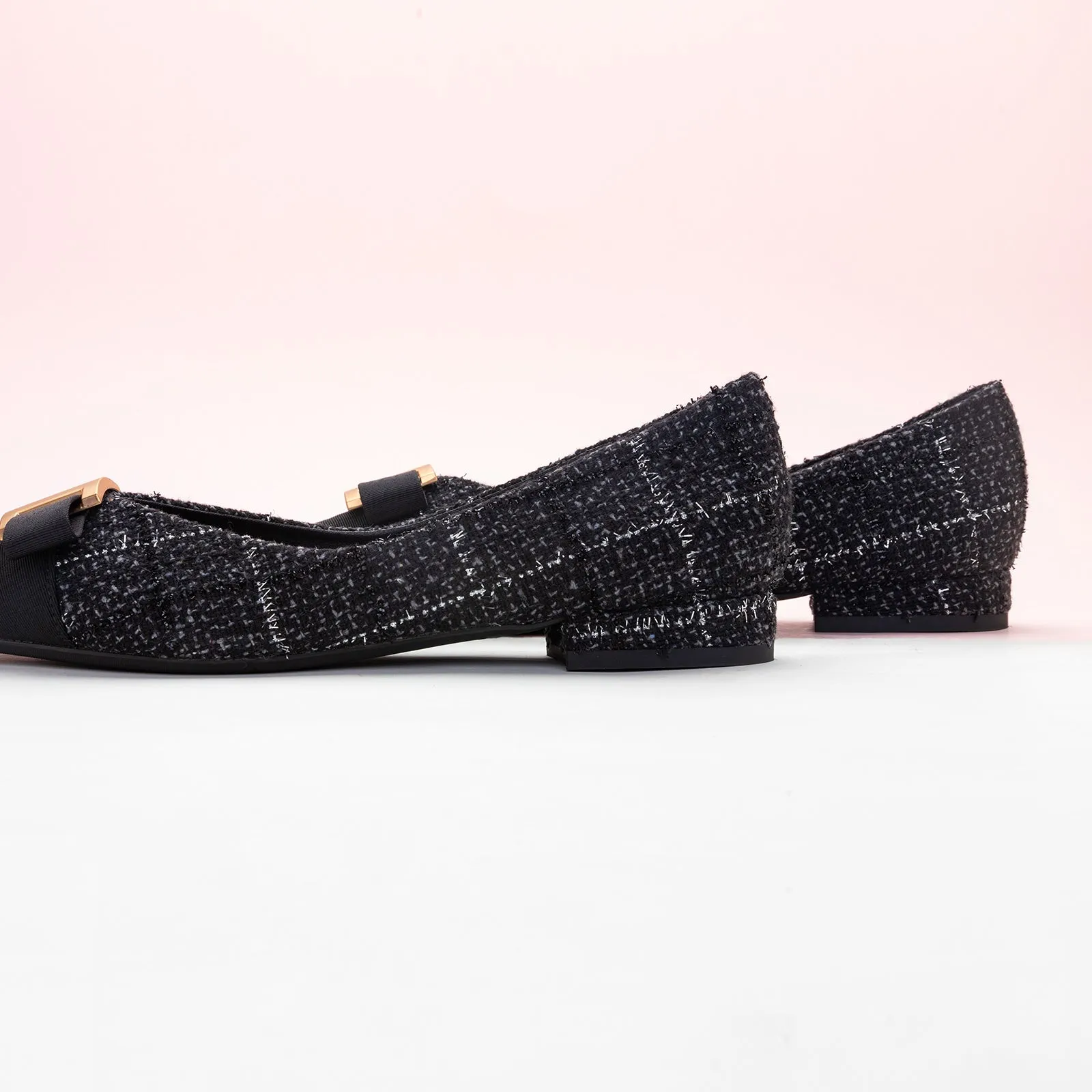 Metal Tie Tweed Flats (Aida)SALE