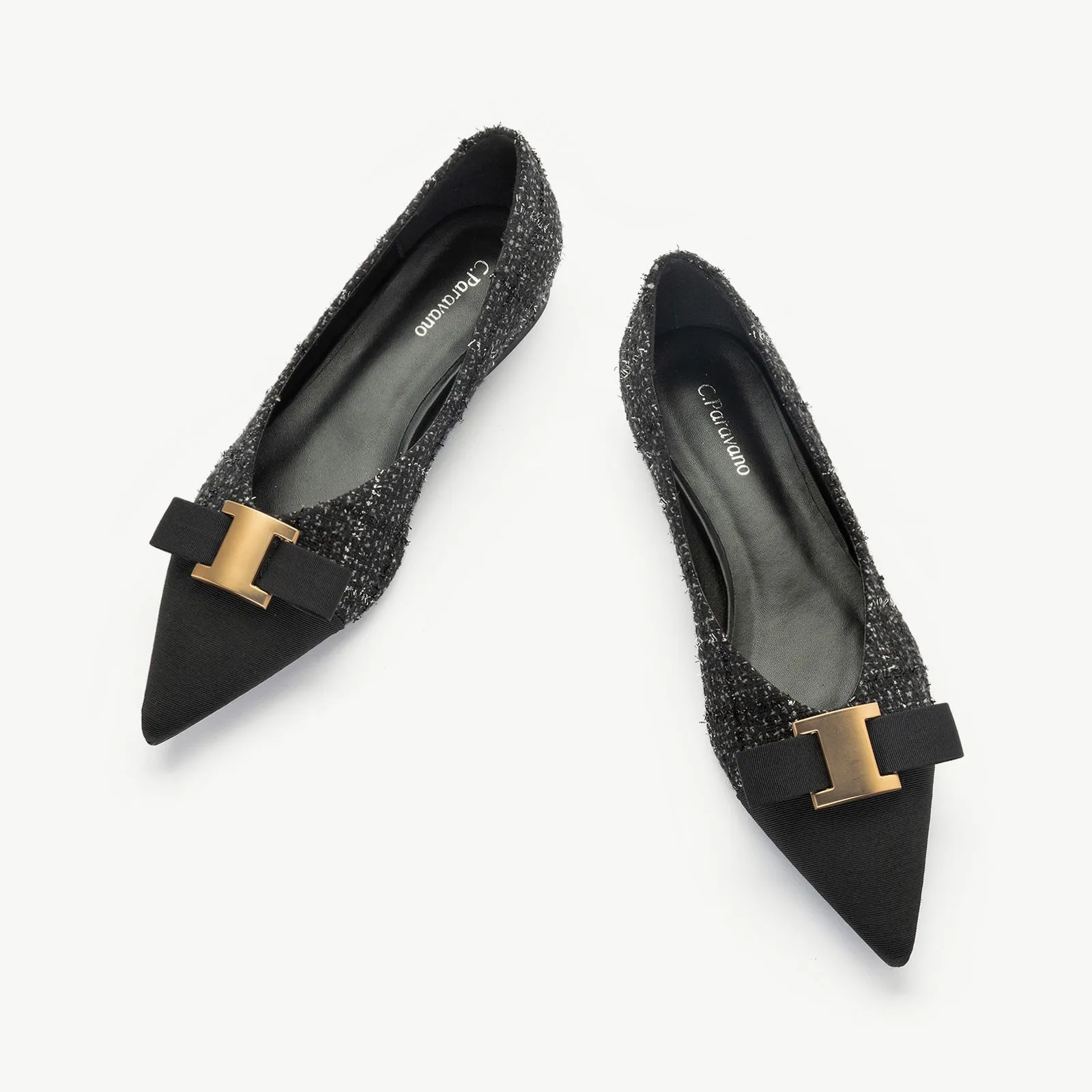 Metal Tie Tweed Flats (Aida)SALE