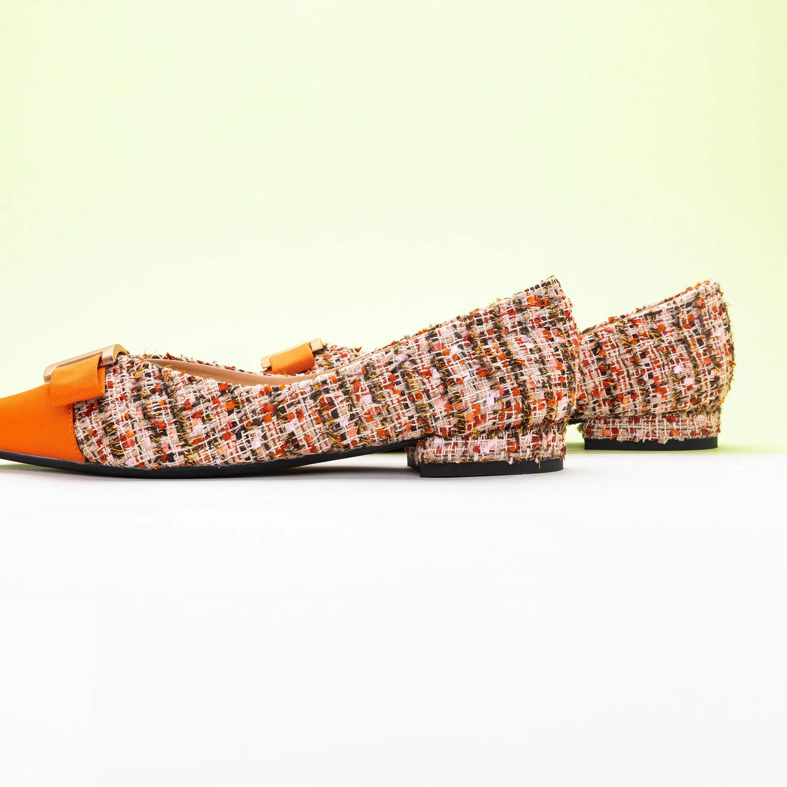 Metal Tie Tweed Flats (Aida)SALE
