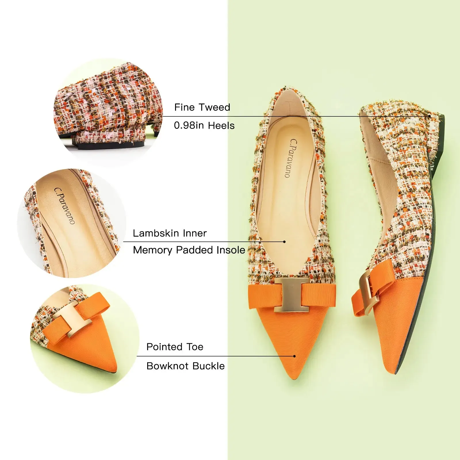 Metal Tie Tweed Flats (Aida)SALE