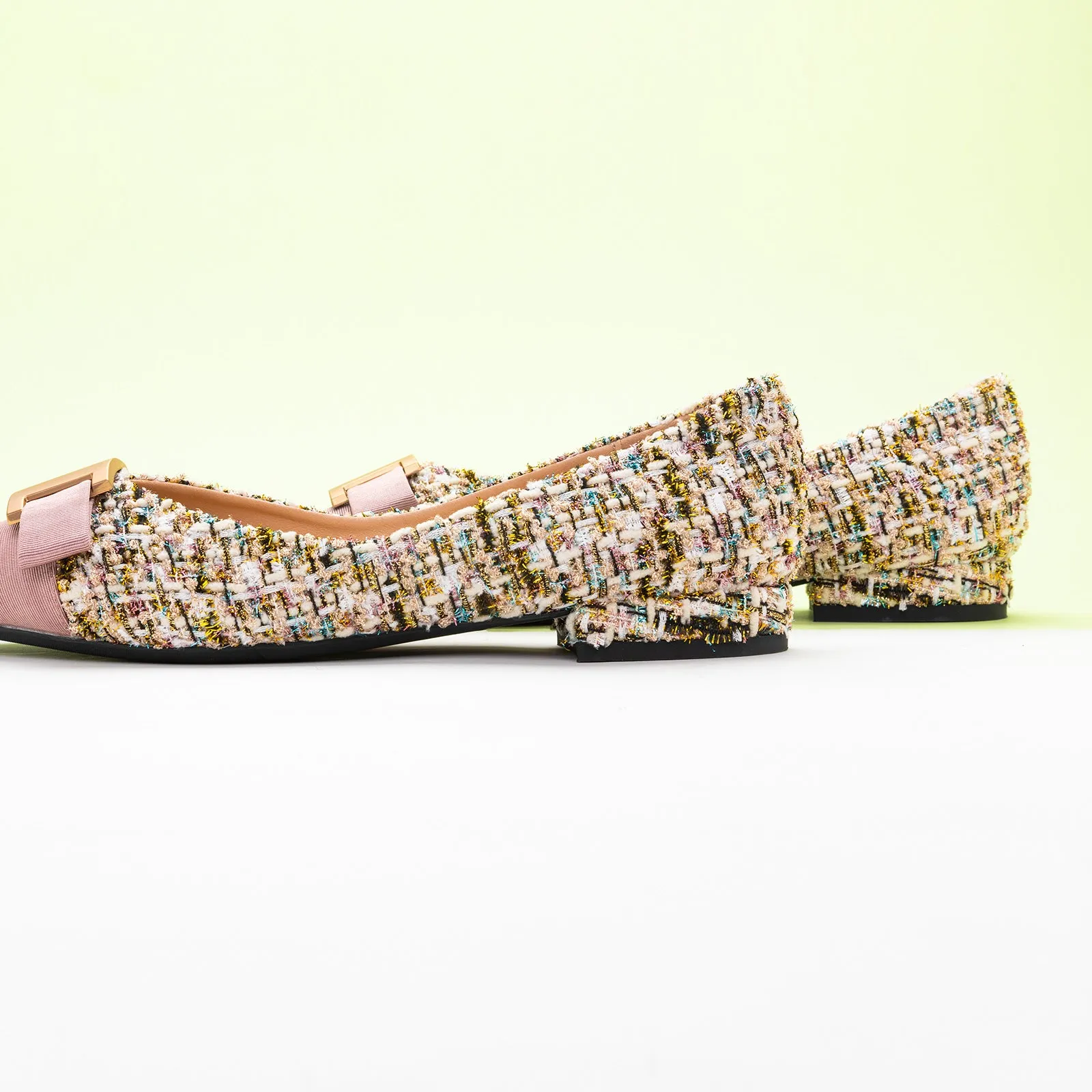 Metal Tie Tweed Flats (Aida)SALE