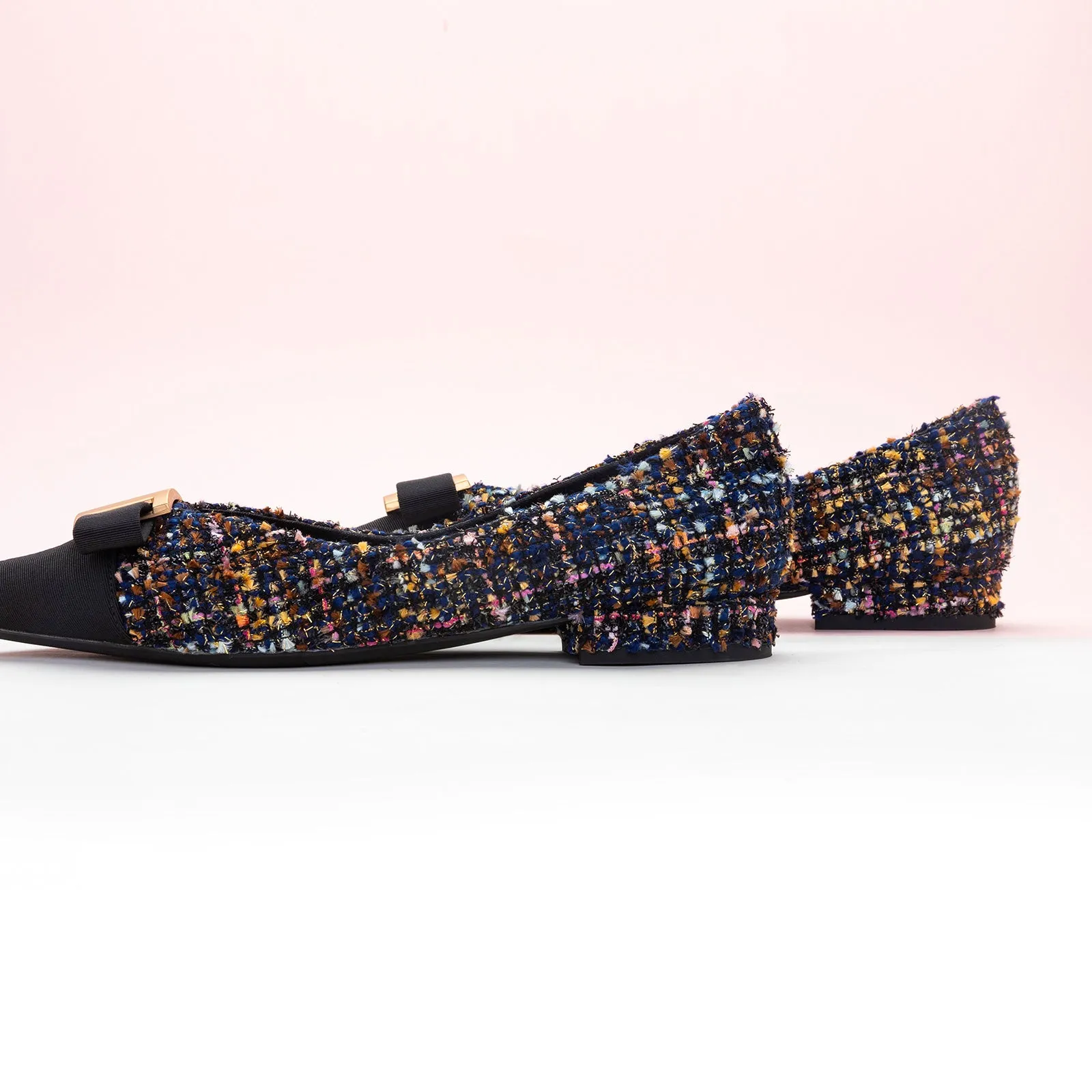Metal Tie Tweed Flats (Aida)SALE