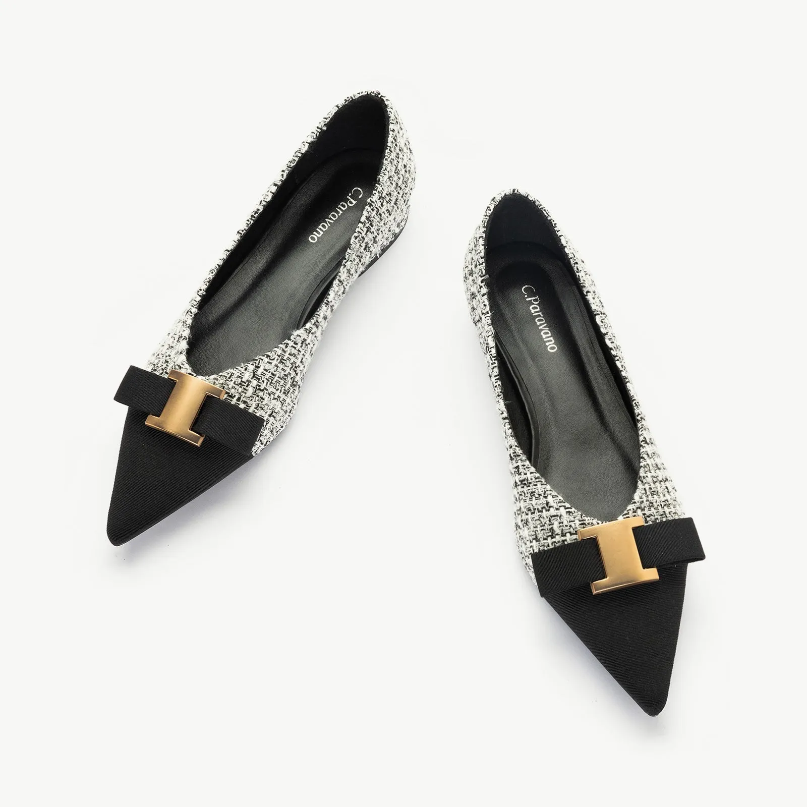 Metal Tie Tweed Flats (Aida)SALE