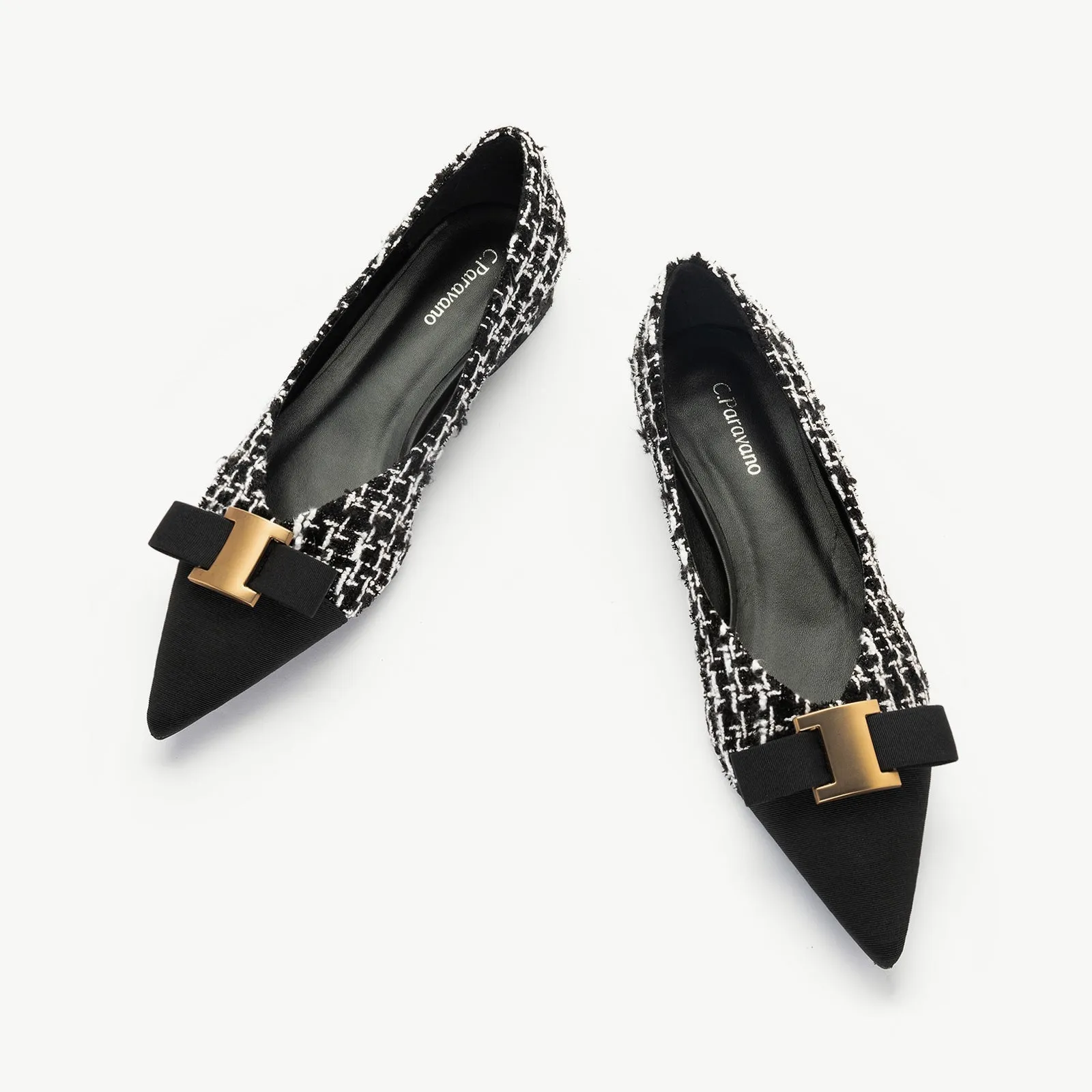 Metal Tie Tweed Flats (Aida)SALE