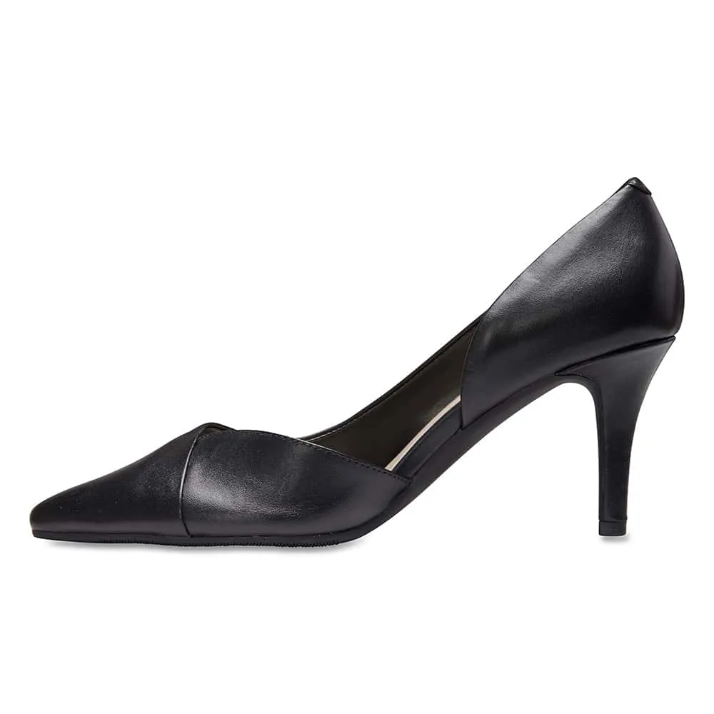 Mikado Heel in Black Leather