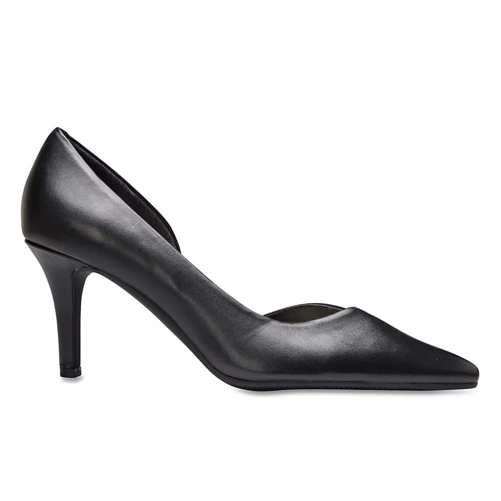 Mikado Heel in Black Leather