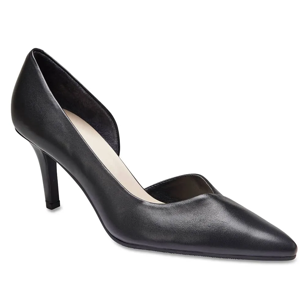 Mikado Heel in Black Leather
