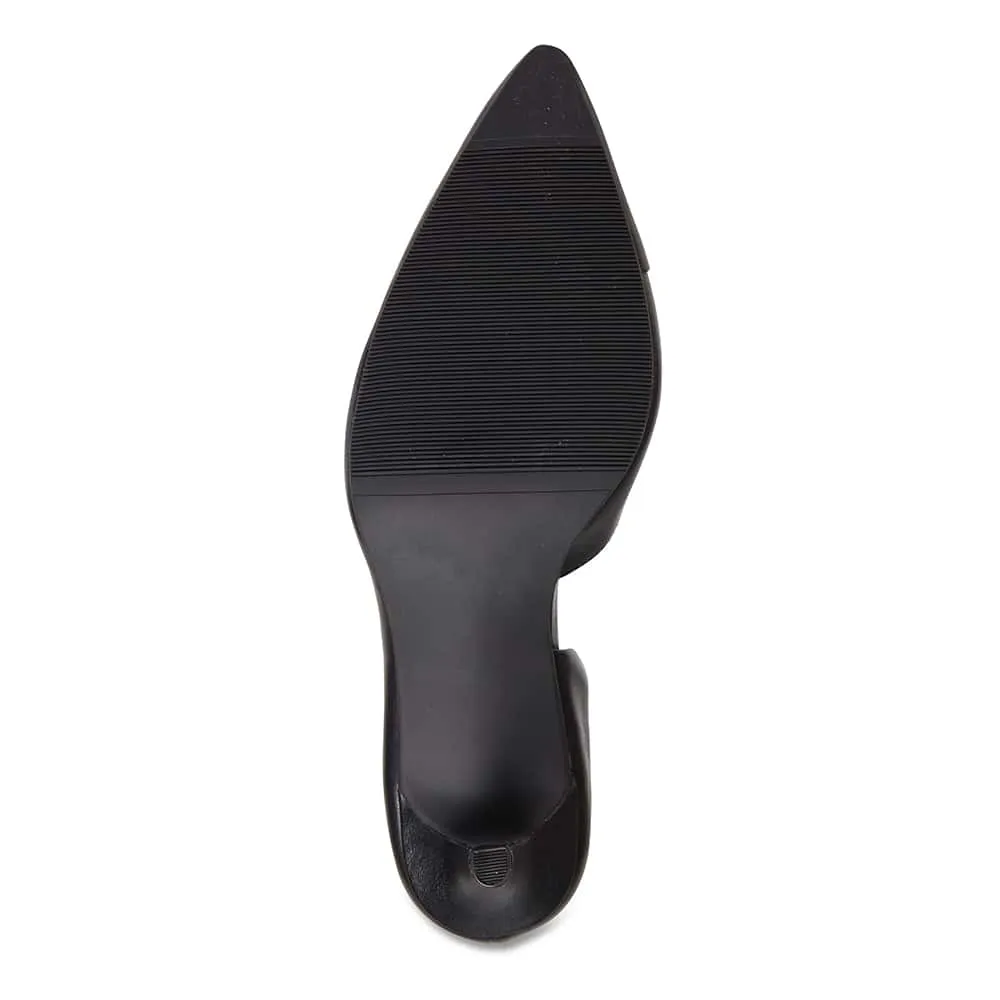 Mikado Heel in Black Leather