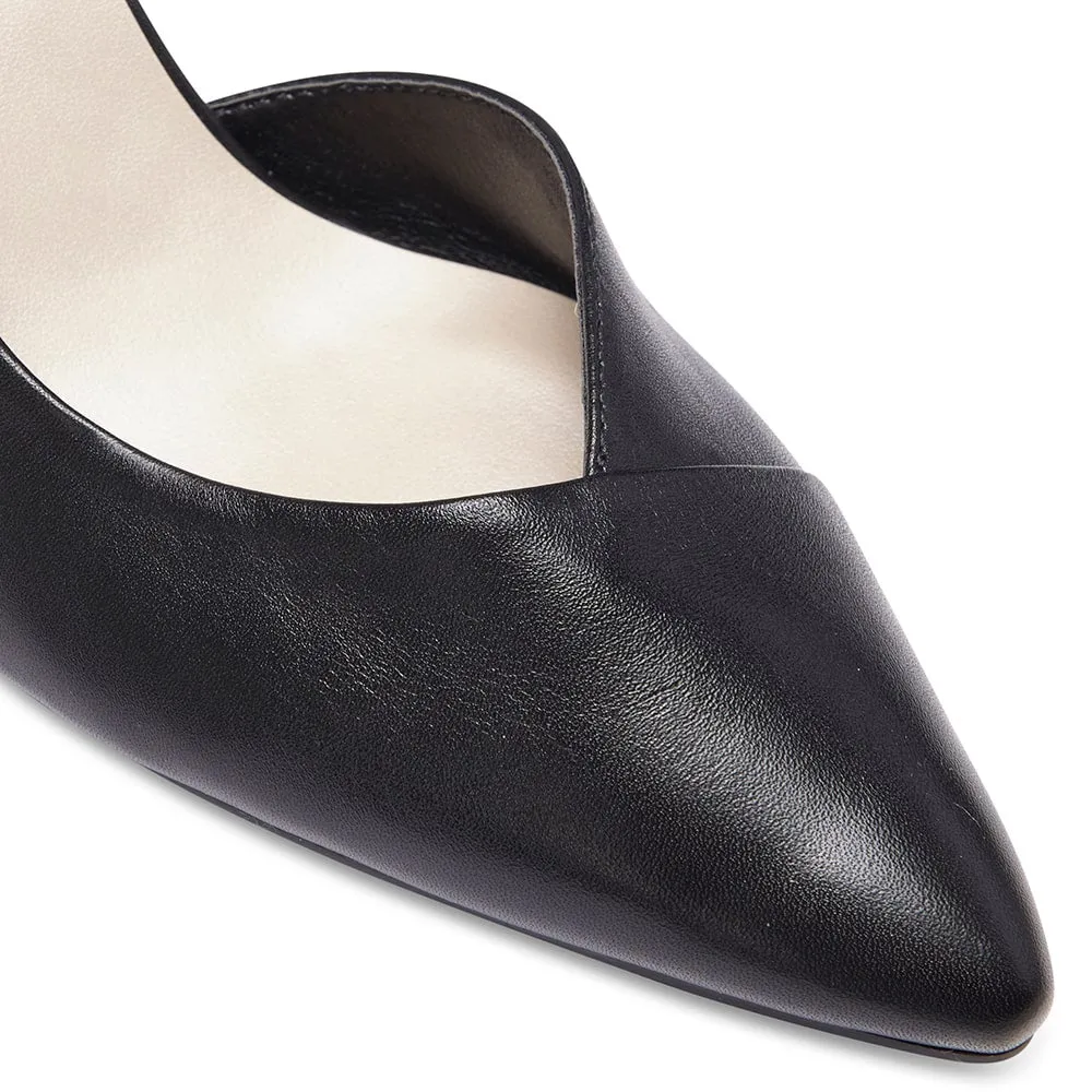 Mikado Heel in Black Leather