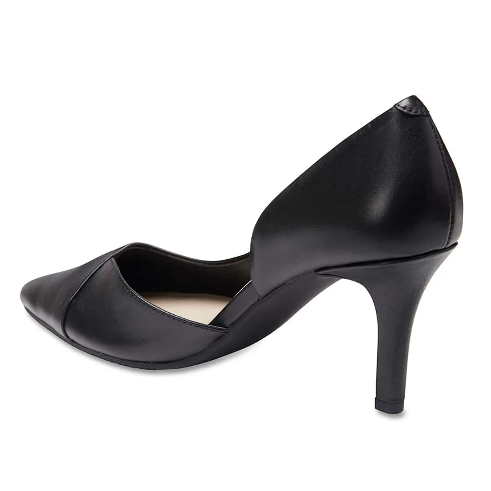 Mikado Heel in Black Leather