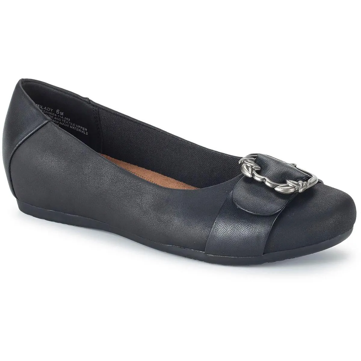 Milady Womens Faux Leather Metallic Ballet Flats