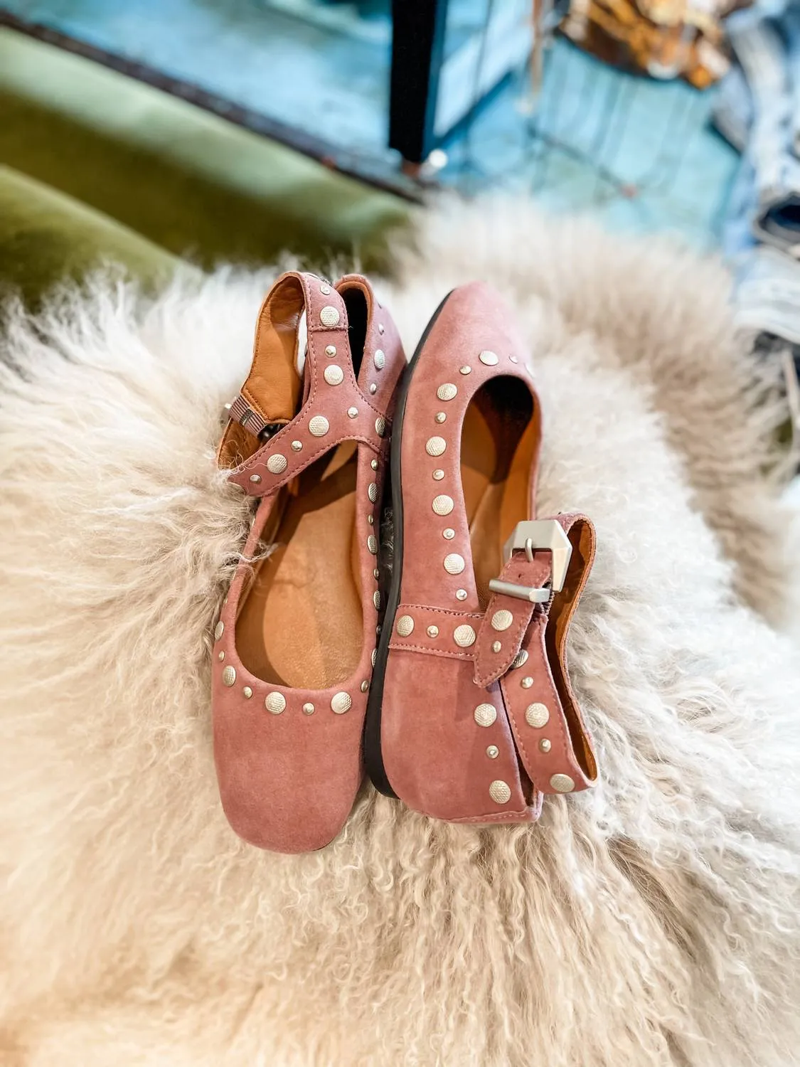 Mystic Mary Jane Flats In Mauve Suede