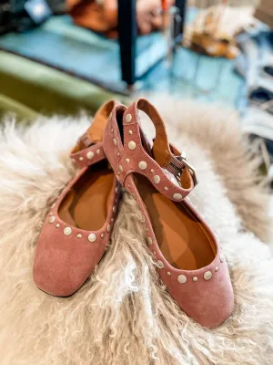 Mystic Mary Jane Flats In Mauve Suede