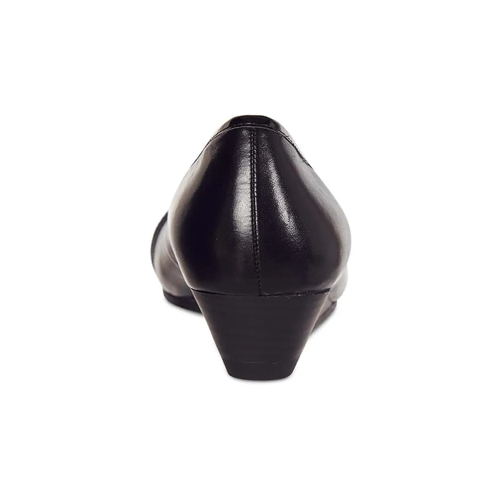 Napier Heel in Black Leather