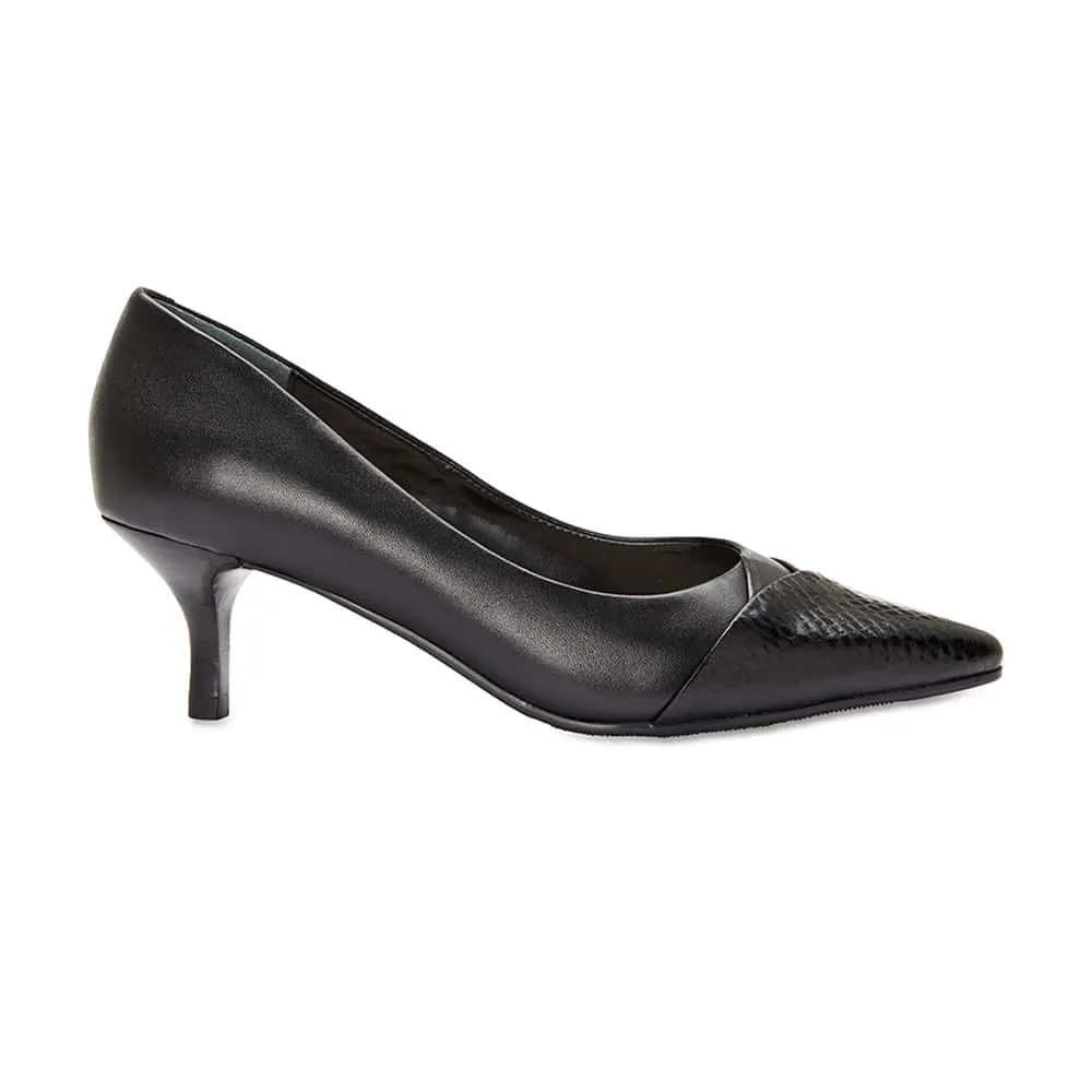 Newport Heel in Black Leather