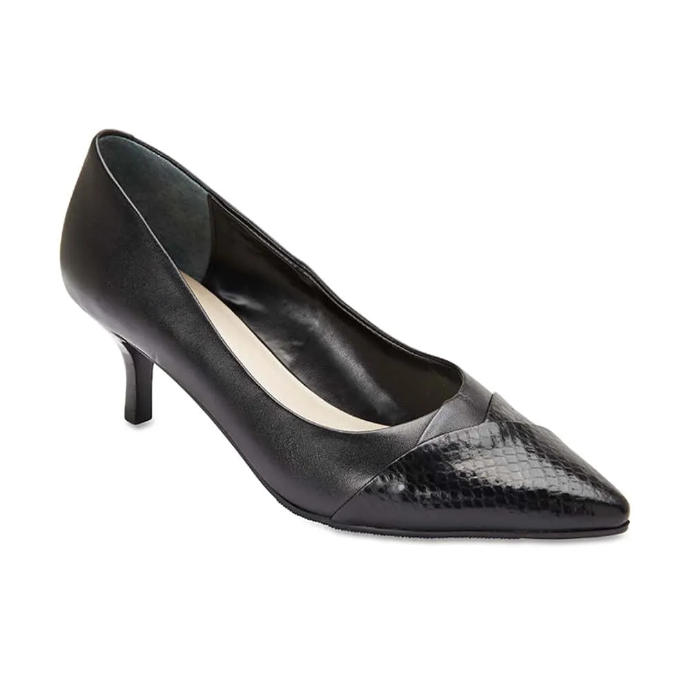 Newport Heel in Black Leather