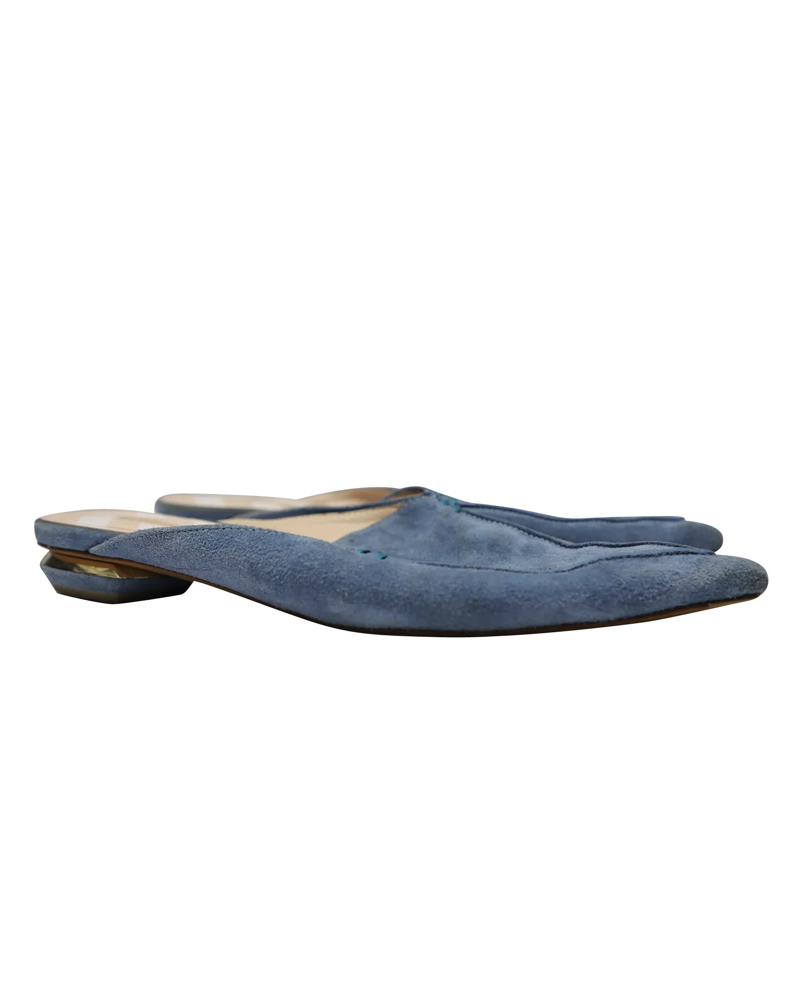 Nicholas Kirkwood Beya Pointed Mules in Blue Suede