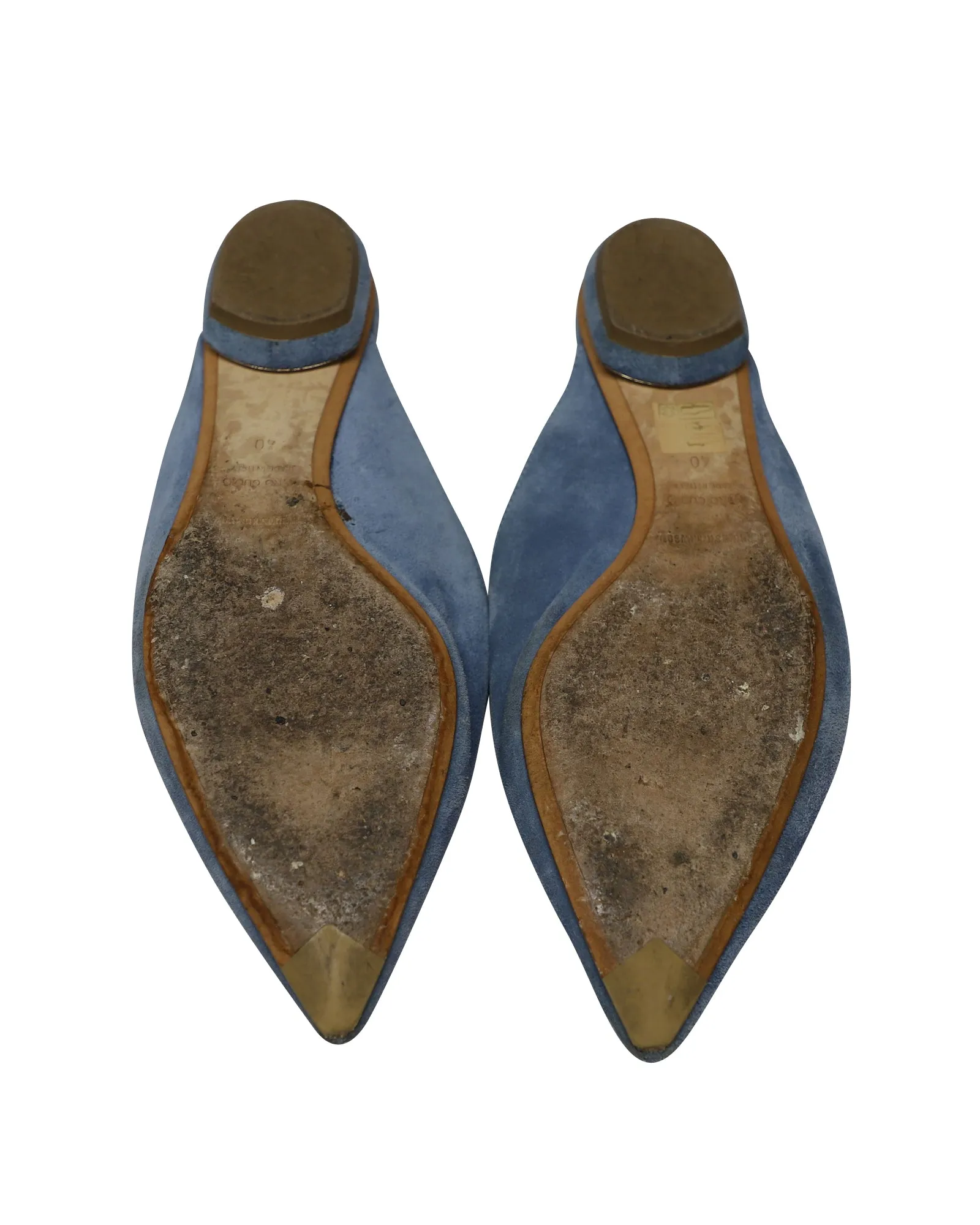 Nicholas Kirkwood Beya Pointed Mules in Blue Suede