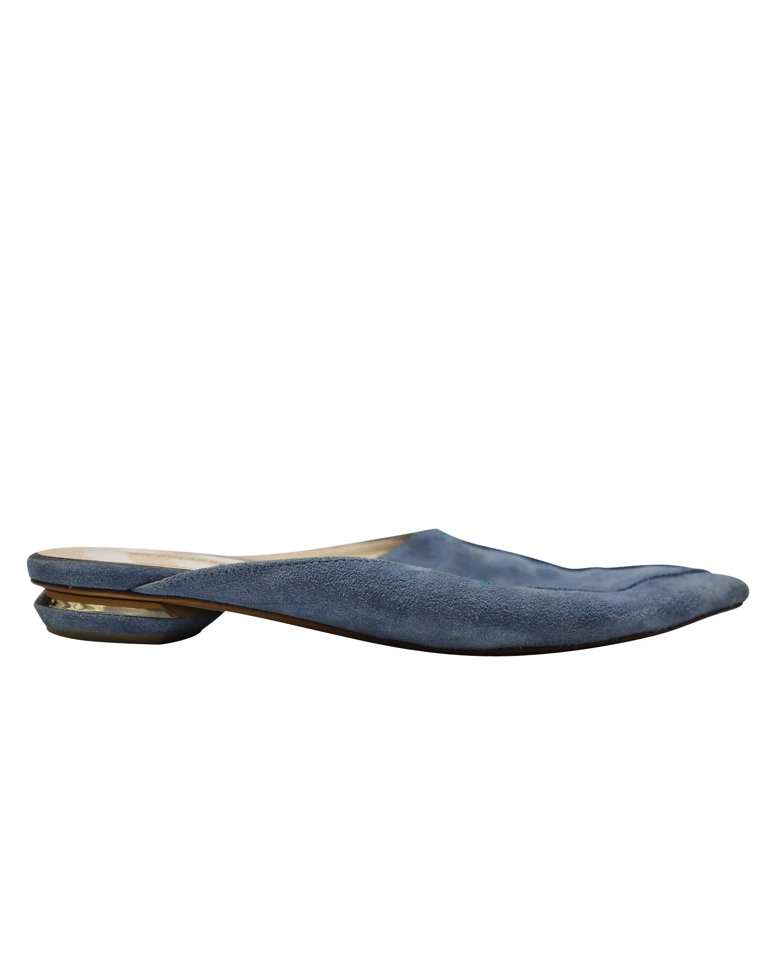 Nicholas Kirkwood Beya Pointed Mules in Blue Suede