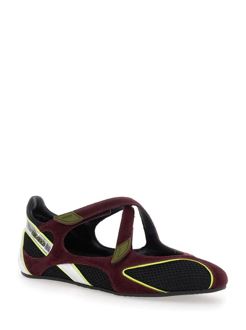 Nomad' Bordeaux Ballet Shoes With Criss-Crossed Straps