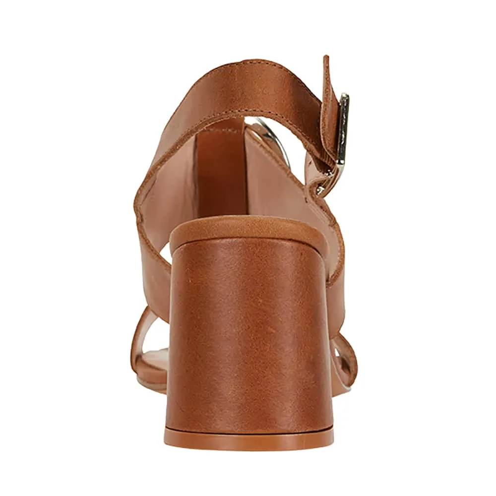 Obsess Heel in Tan Leather