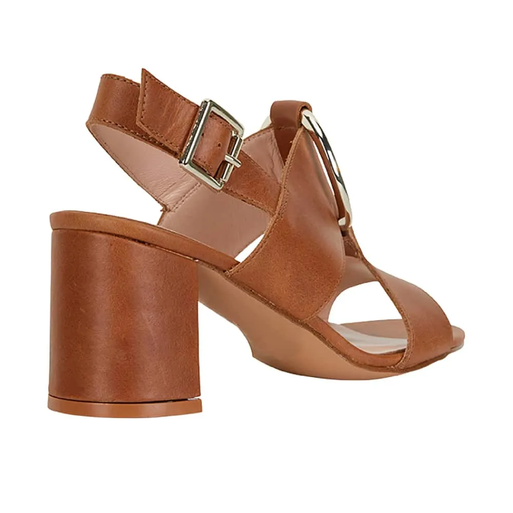 Obsess Heel in Tan Leather
