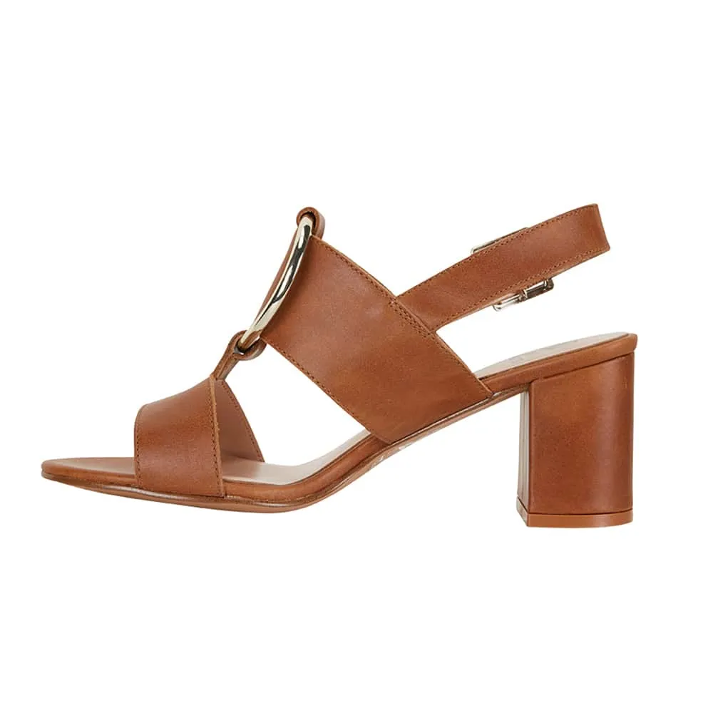 Obsess Heel in Tan Leather