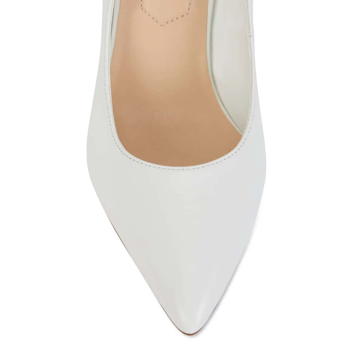 Octavia Heel in White Leather