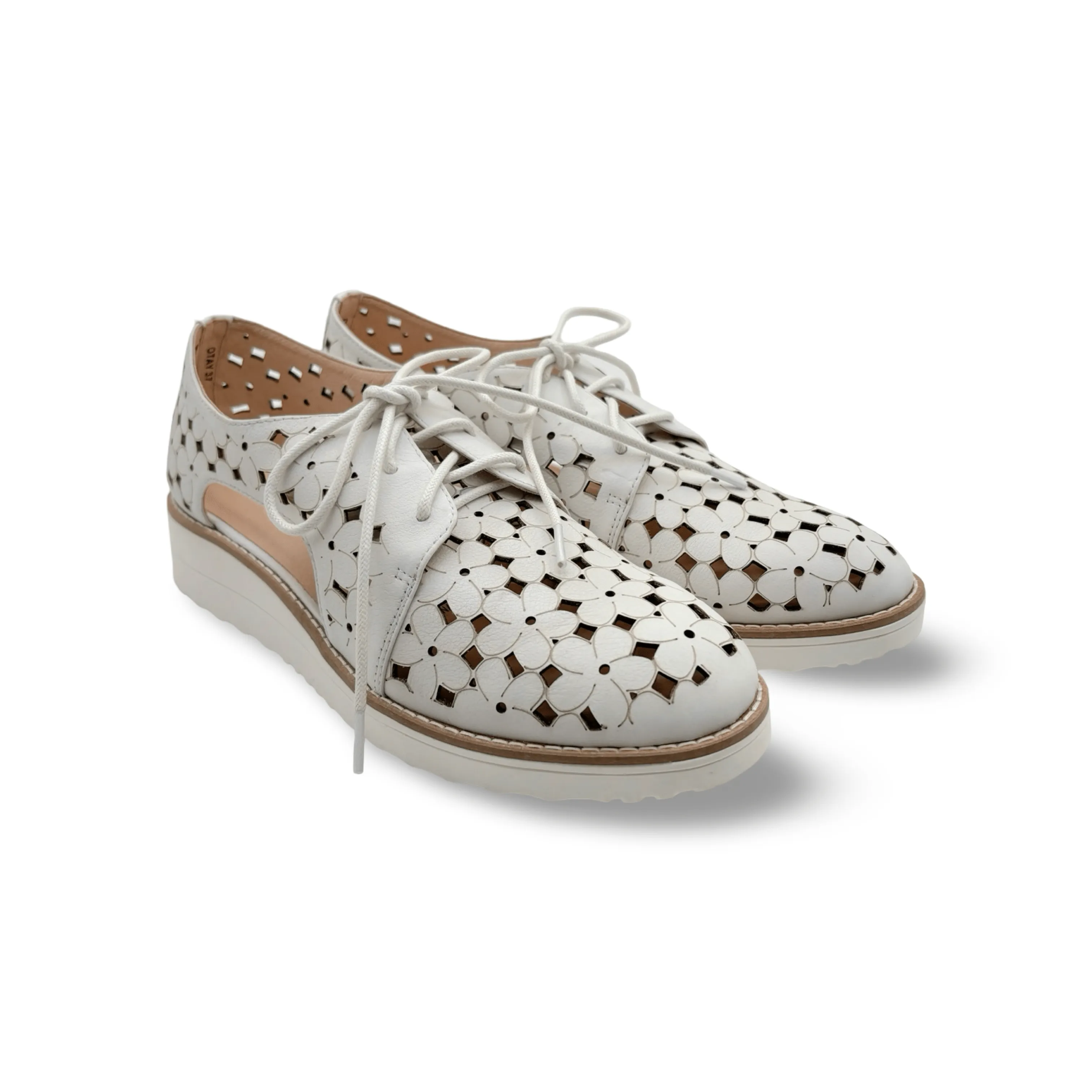 Otay White Leather Lace up