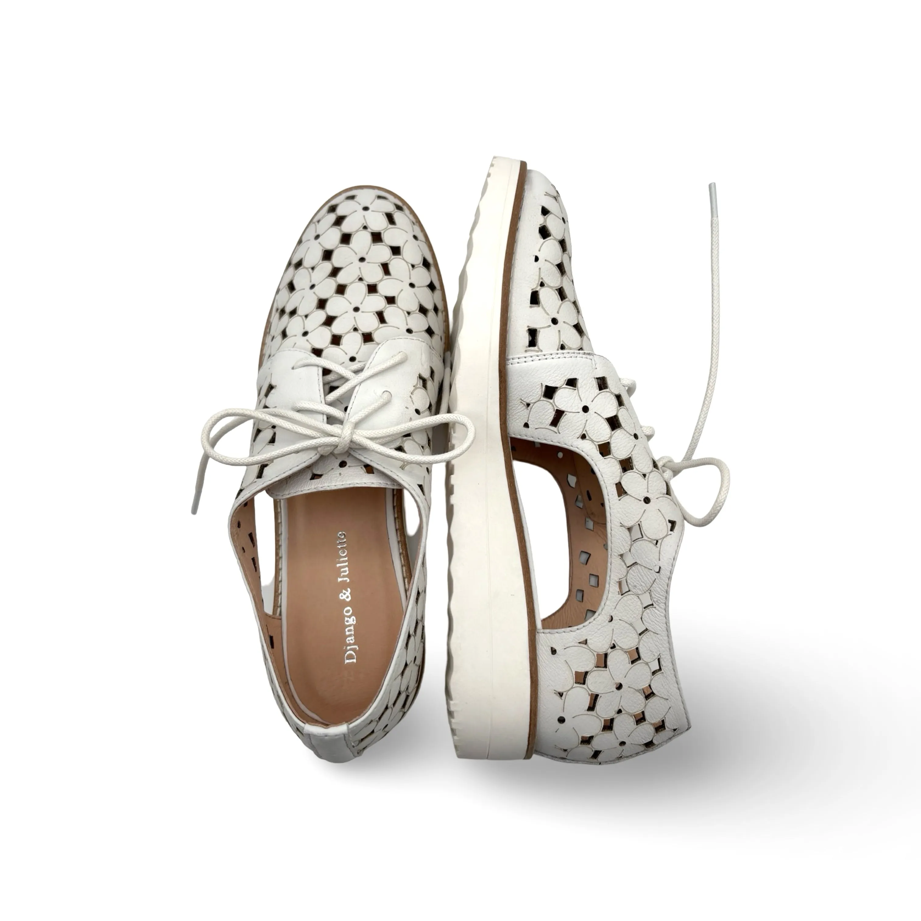 Otay White Leather Lace up
