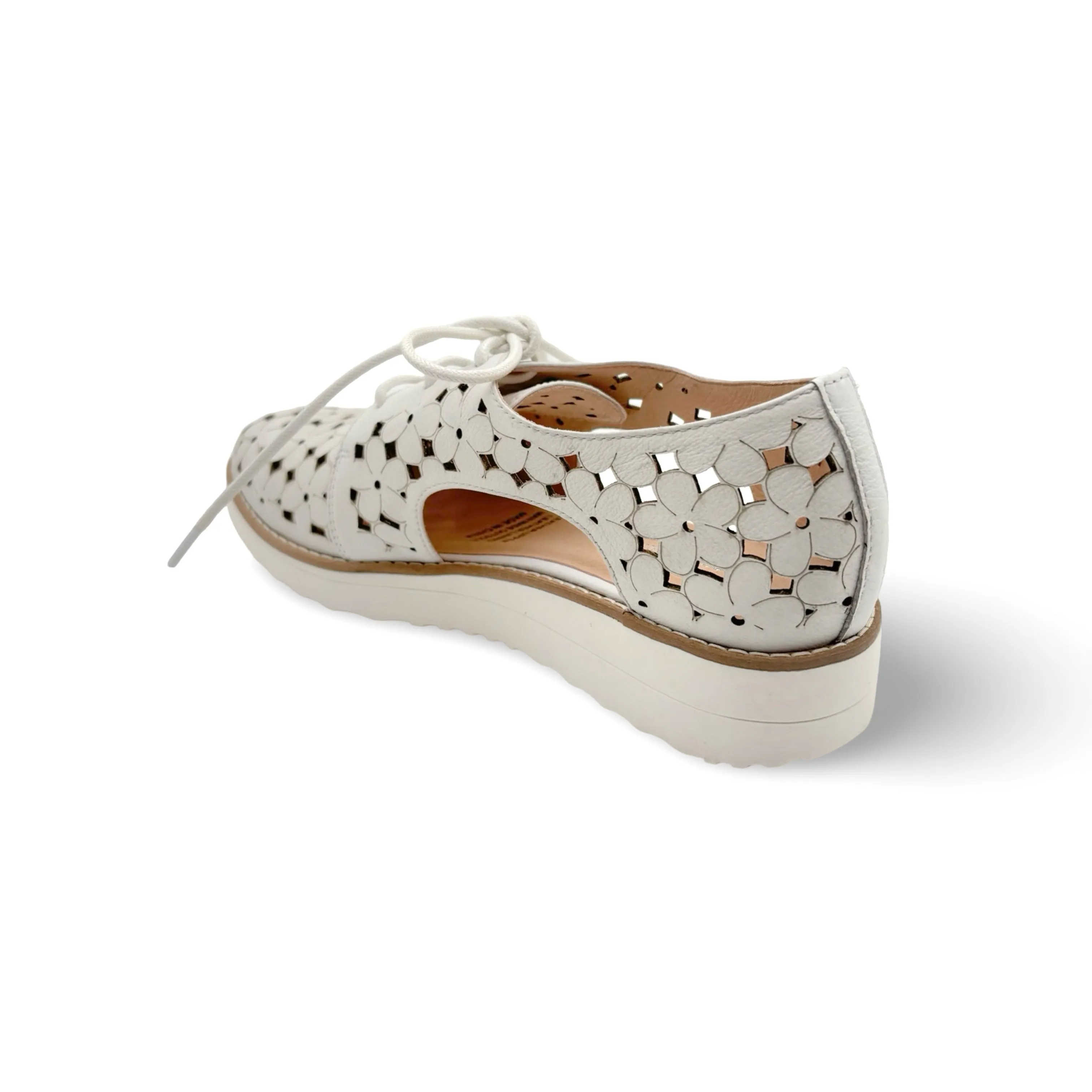 Otay White Leather Lace up