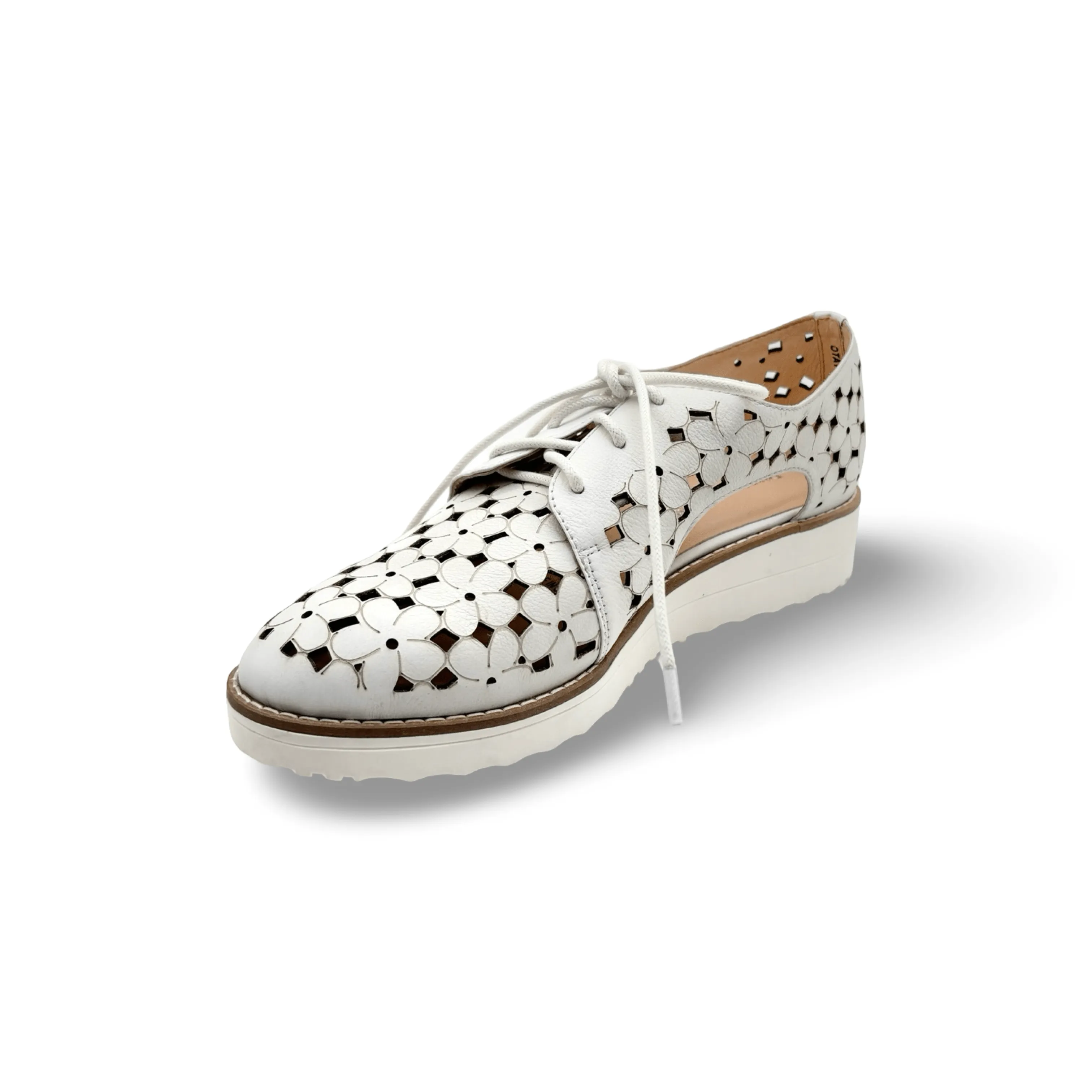 Otay White Leather Lace up