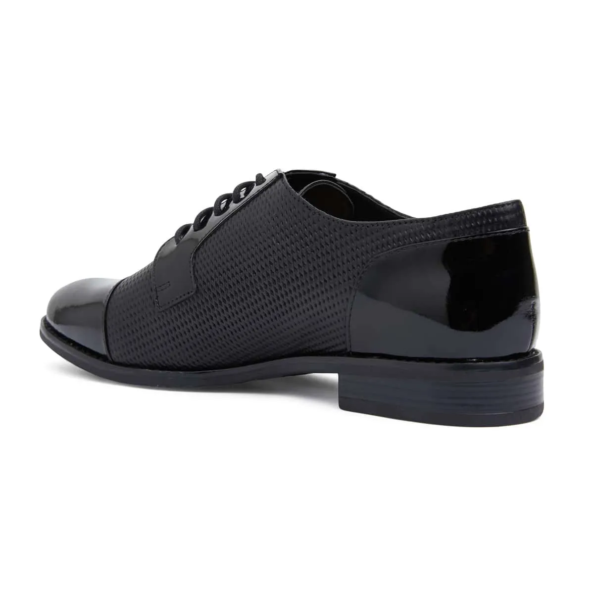 Panache Brogue in Black On Black Patent