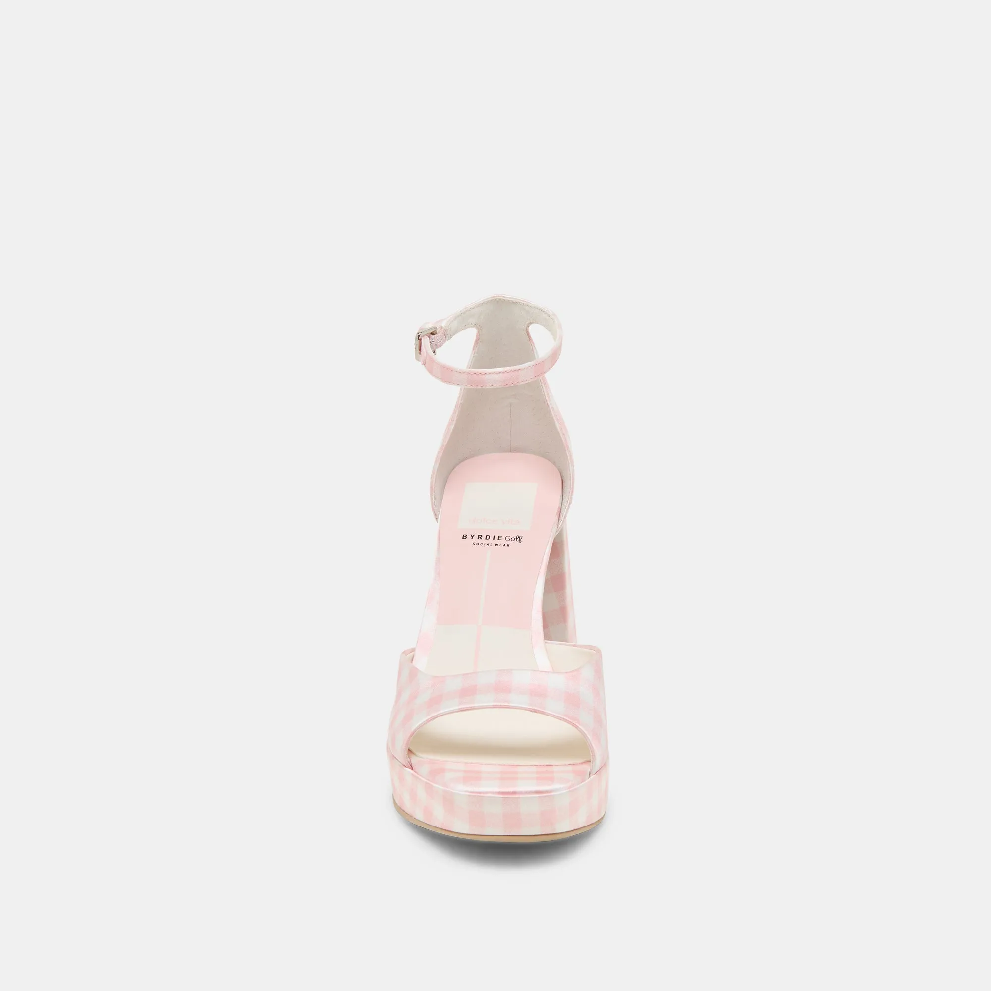 PANDRO X BYRDIE GOLF HEELS PINK PLAID GINGHAM