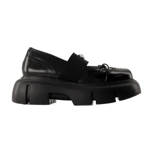 Platform Ballet Brogues Ballerinas - Leather - Black