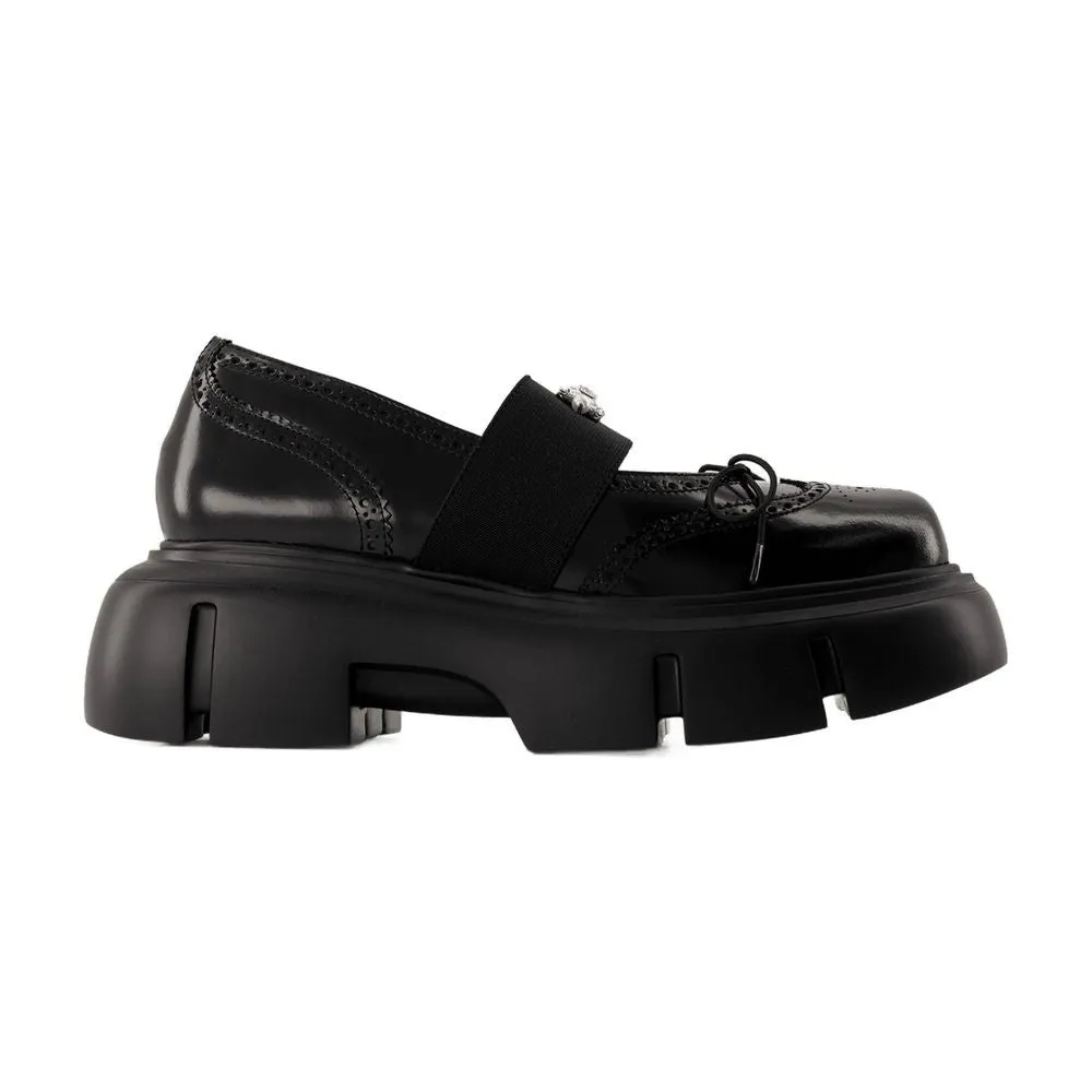 Platform Ballet Brogues Ballerinas - Leather - Black