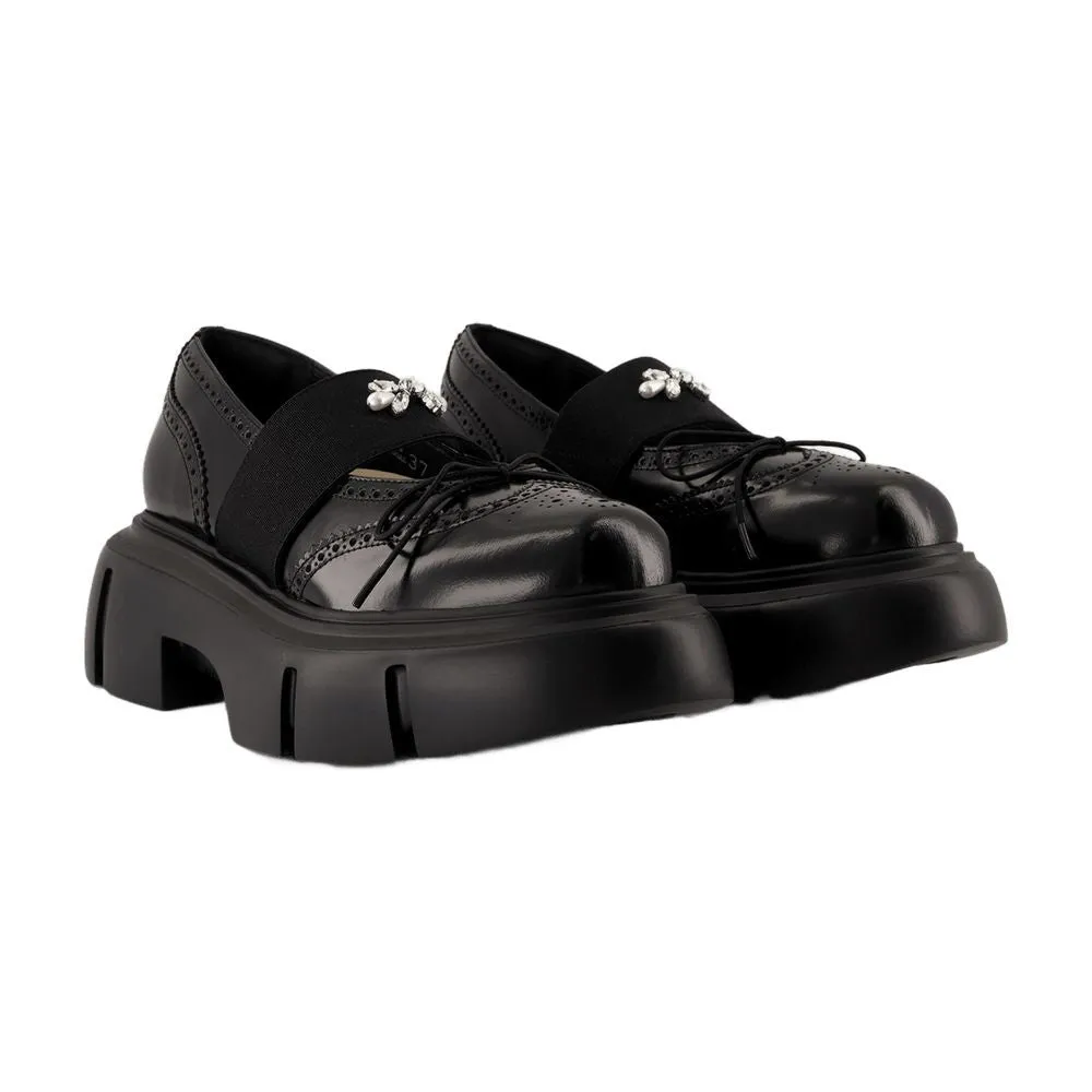 Platform Ballet Brogues Ballerinas - Leather - Black