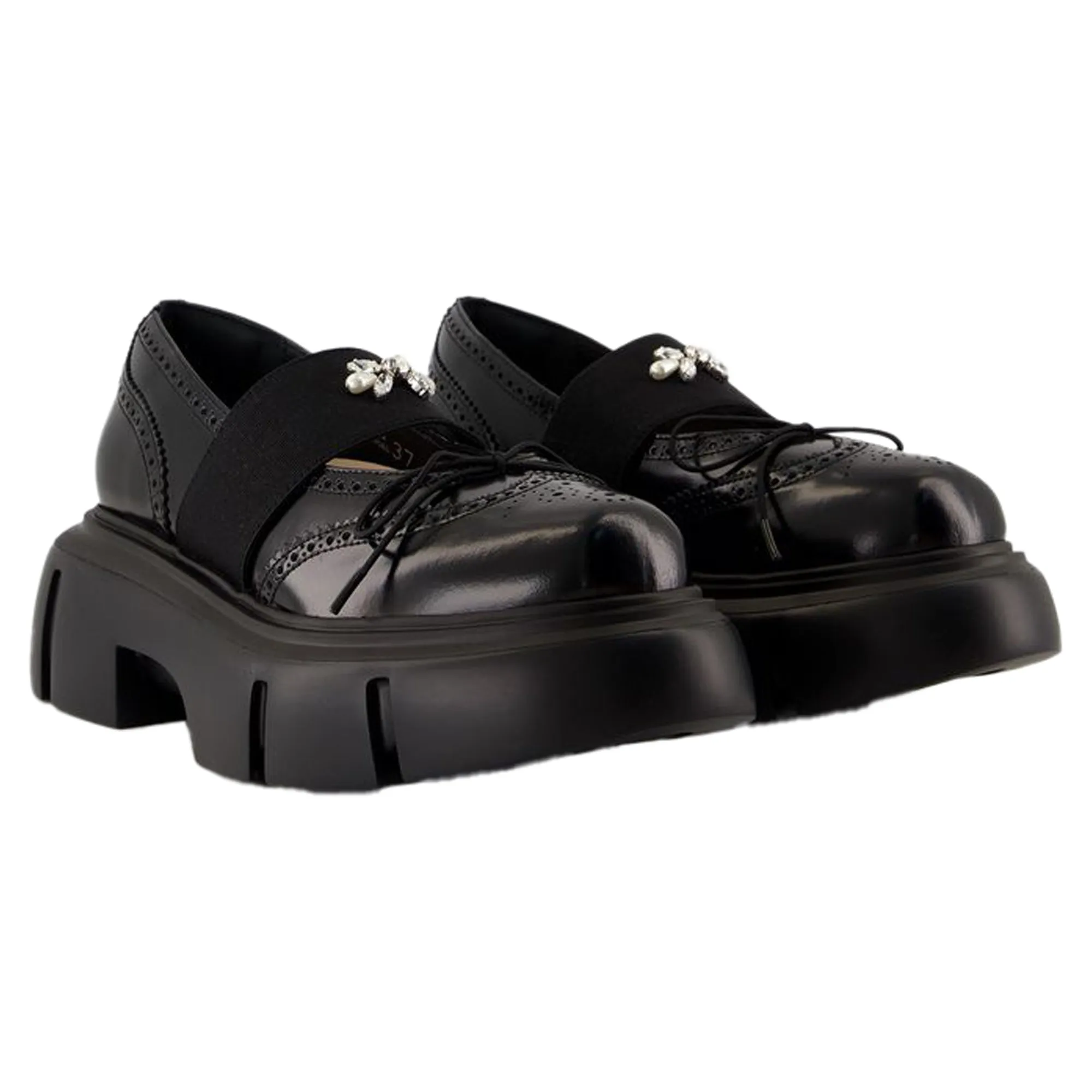 Platform Ballet Brogues Ballerinas - Simone Rocha - Leather - Black
