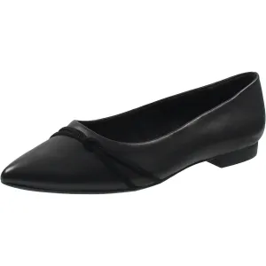 Pointed Toe Flats Womens Ribbed Leather Flat Shoes