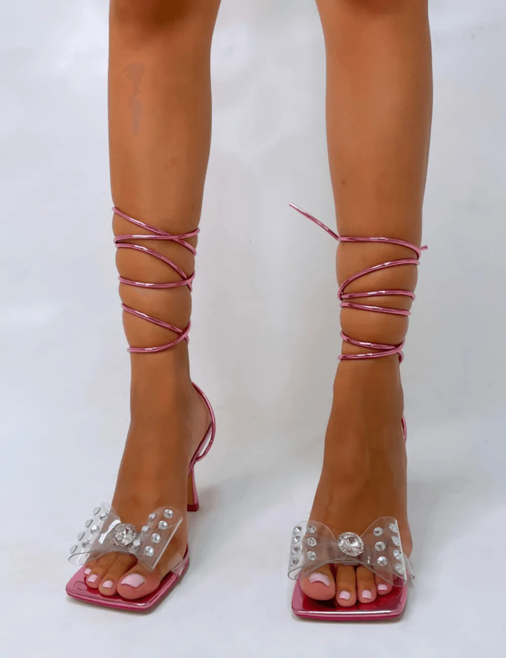 PUBLIC DESIRE - DASHA PINK METALLIC HEELS