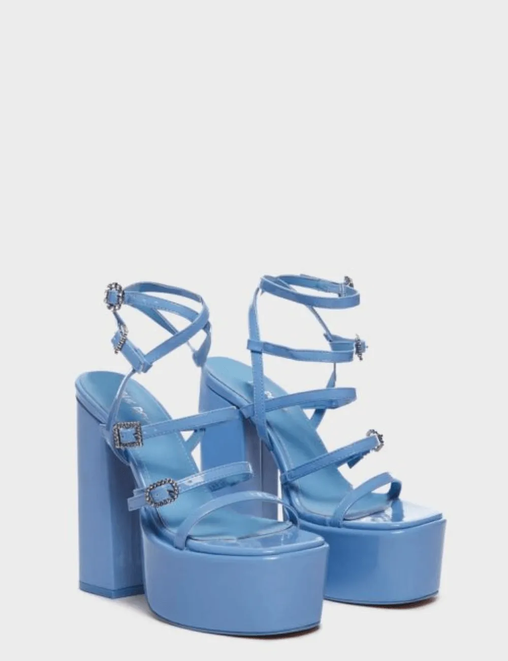 PUBLIC DESIRE - FLAWLESS BABY BLUE PATENT HEELS