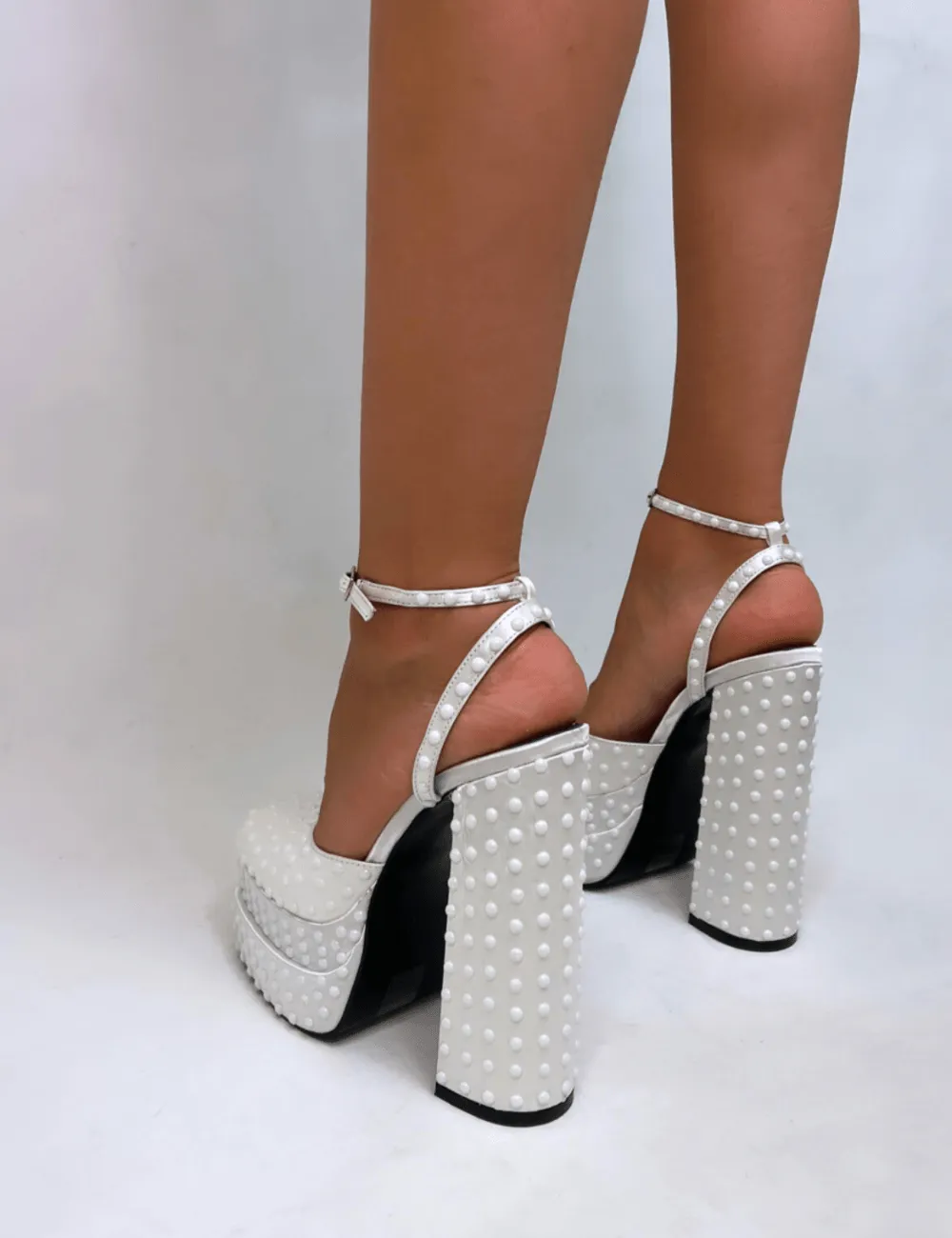 PUBLIC DESIRE - VENUS WHITE SATIN HEELS