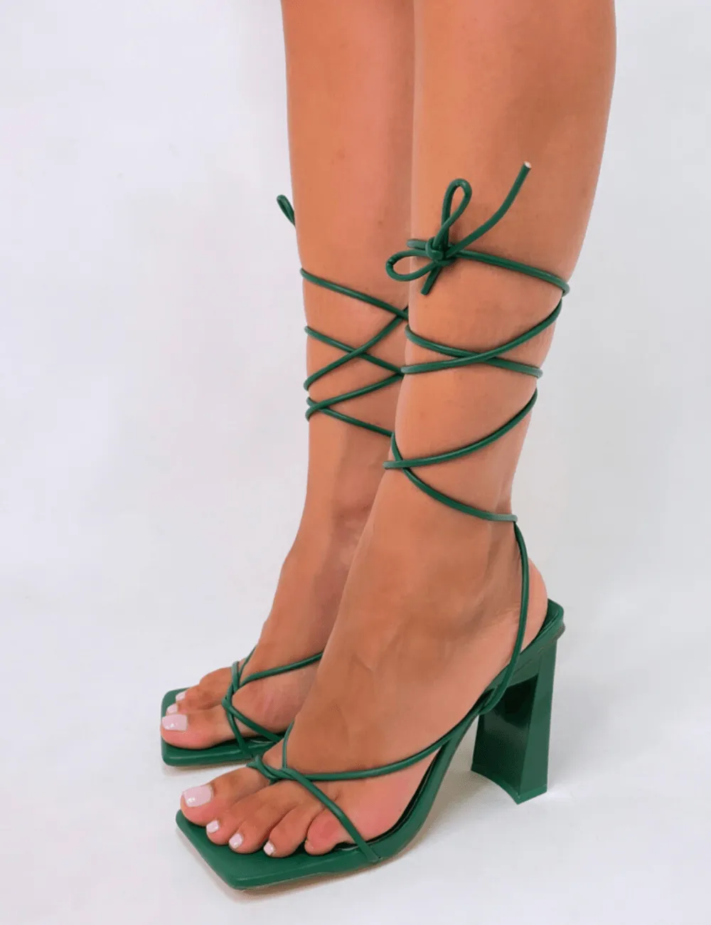 PUBLIC DESIRE - VIVA FOREST GREEN HEELS