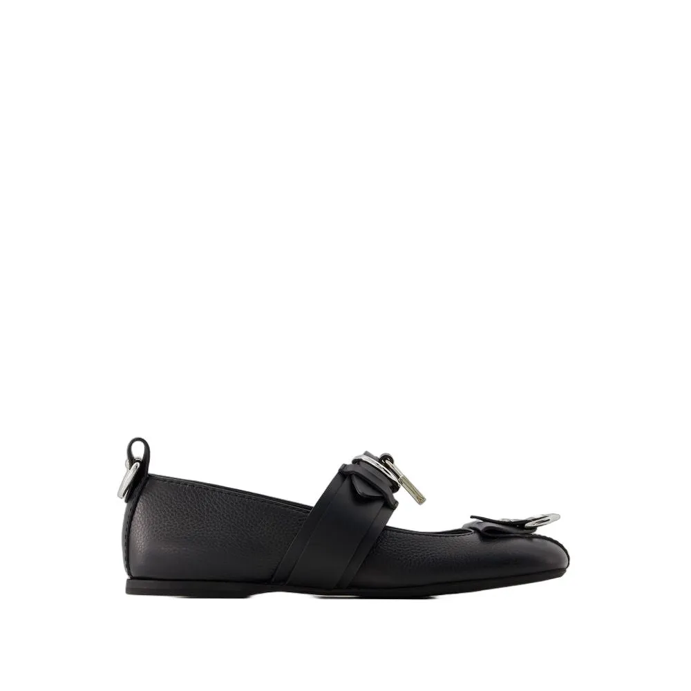 Punk Ballet Flats - Leather - Black