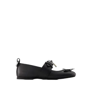 Punk Ballet Flats - Leather - Black