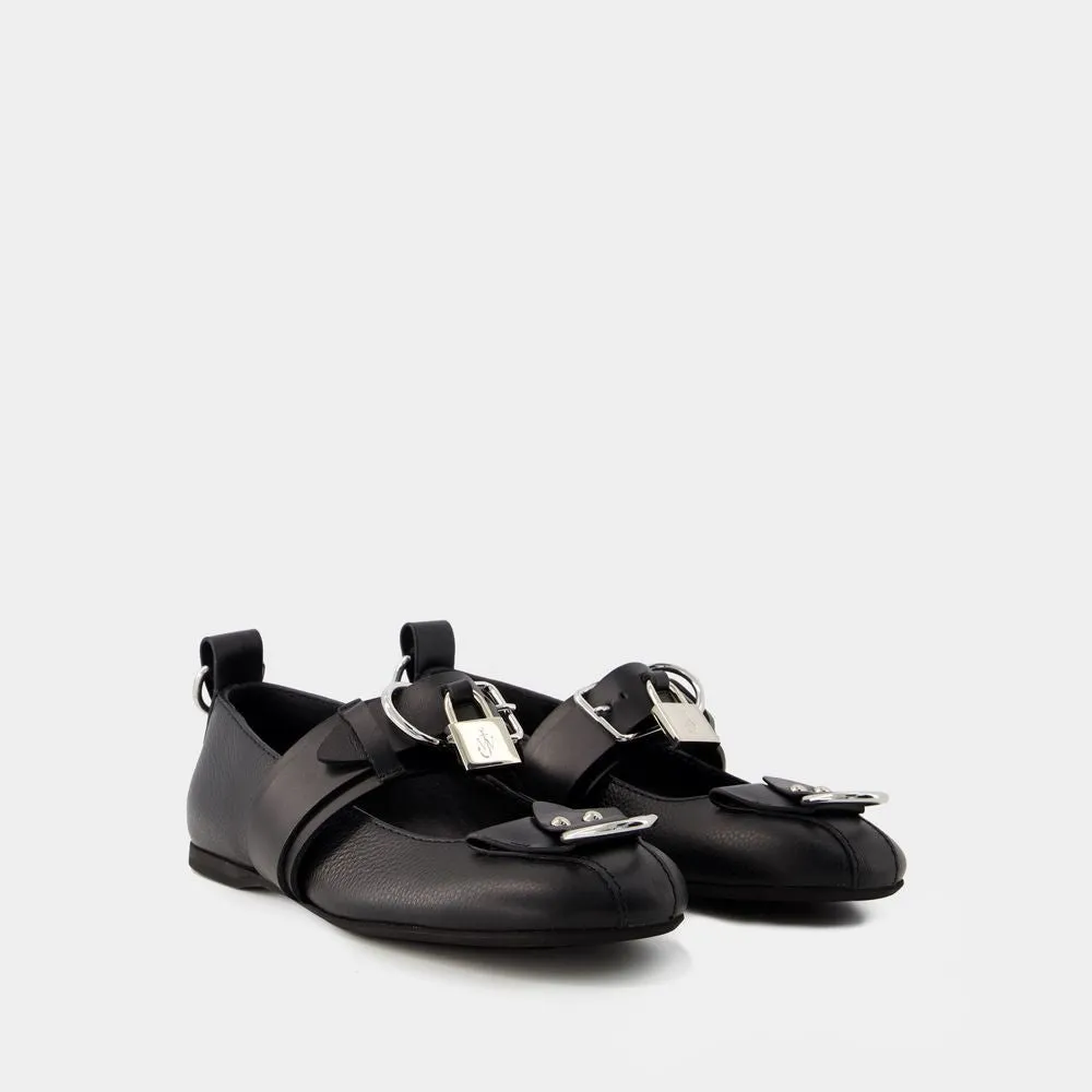 Punk Ballet Flats - Leather - Black