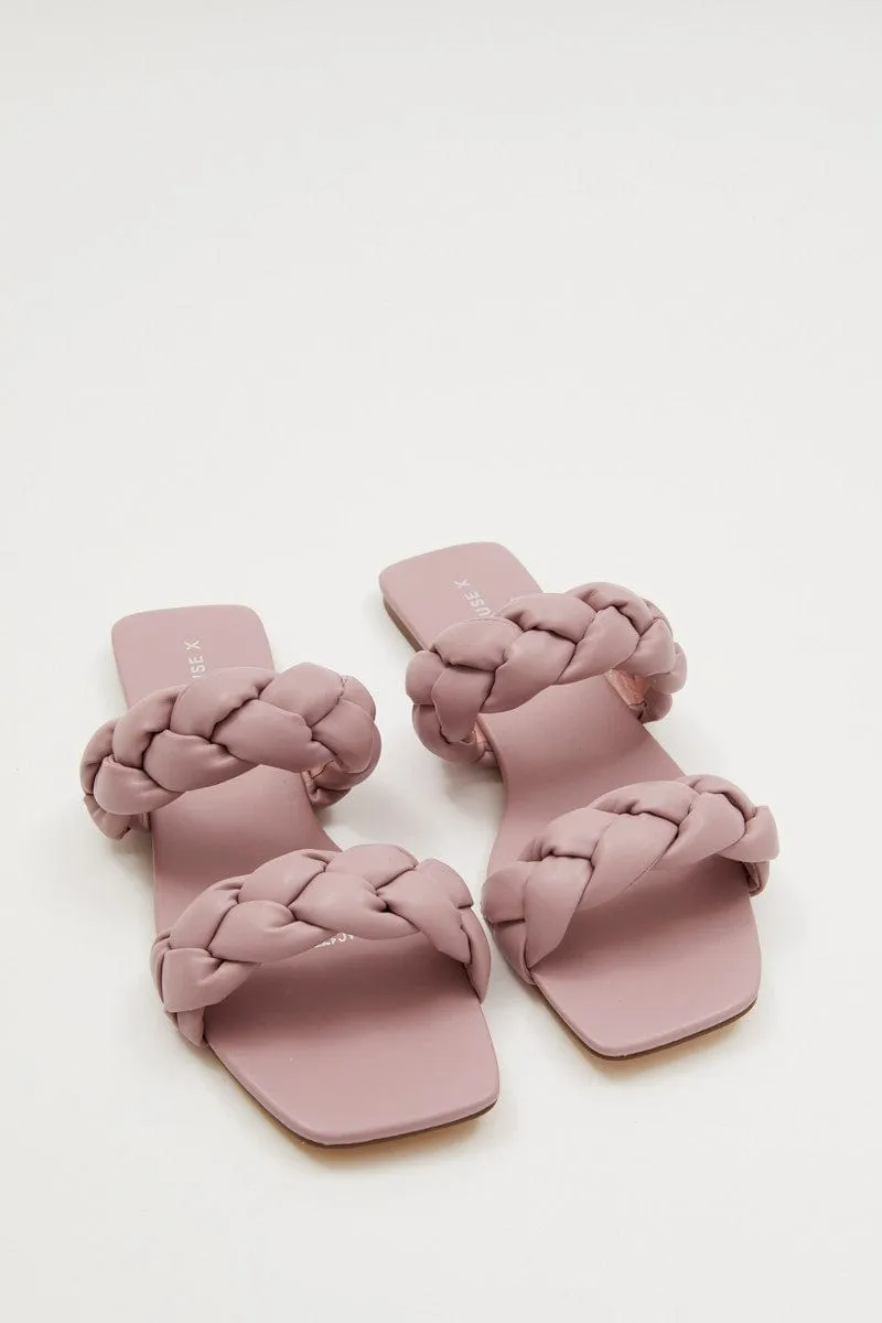 Purple Cassie Braided Strap Flat Mule Sandal