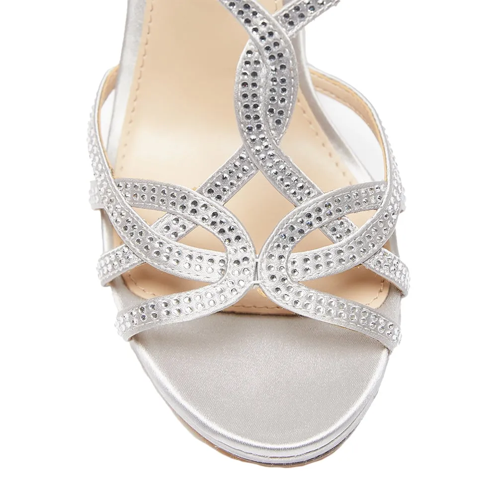 Raia Heel in Silver Satin